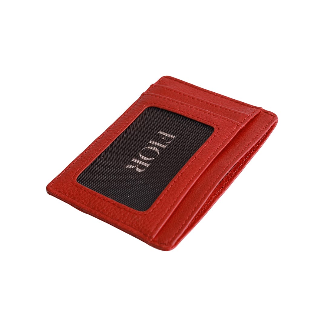 FIOR Slim Leather Card Holder Wallet with ID Window
